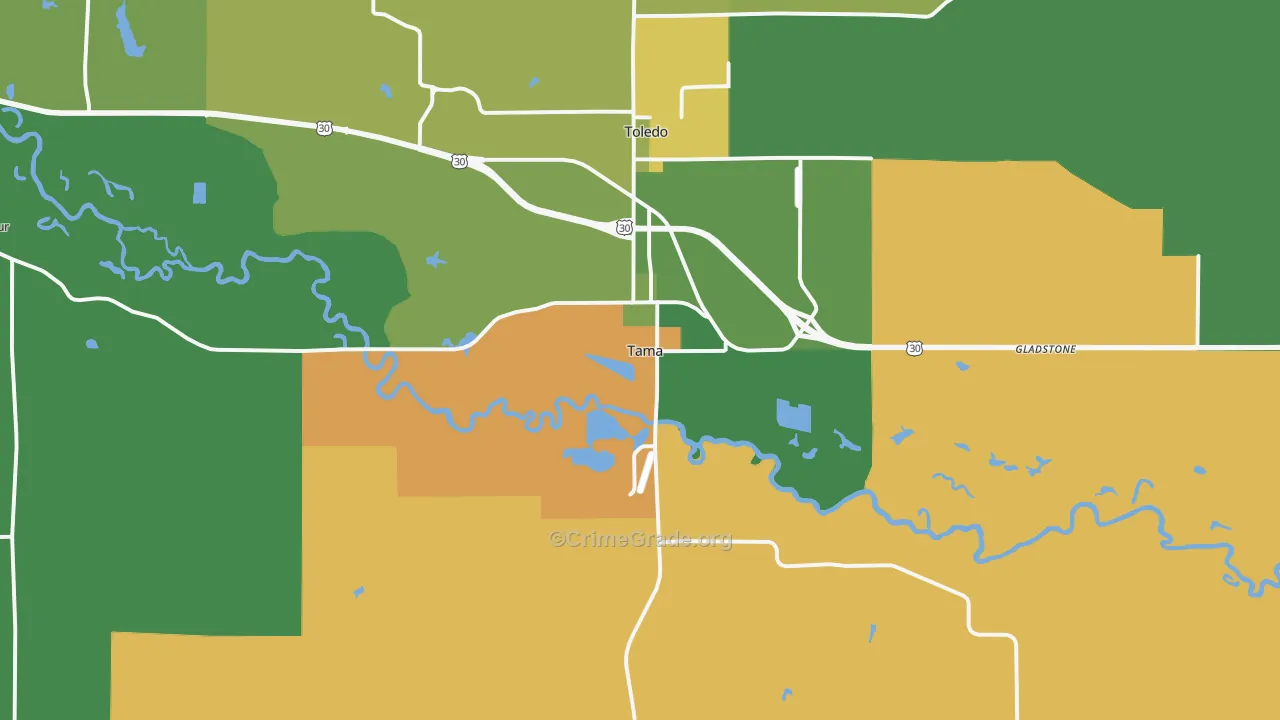 Tama, IA Map of Drug-Related Crime Rates
