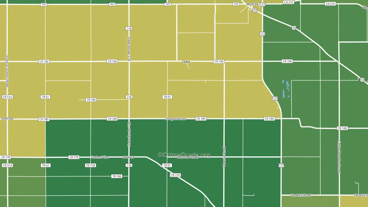 Tama, OH Map of Drug-Related Crime Rates
