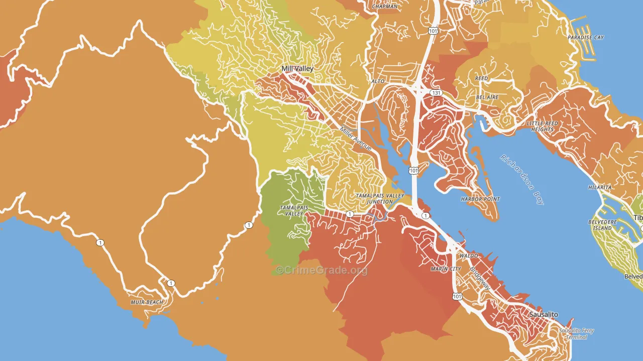 Tamalpais-Homestead Valley, CA Map of Drug-Related Crime Rates