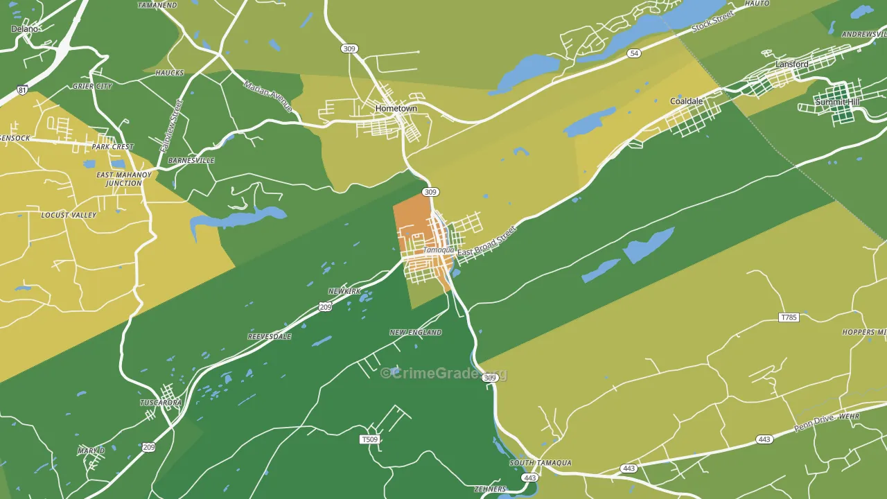 Tamaqua, PA Map of Drug-Related Crime Rates