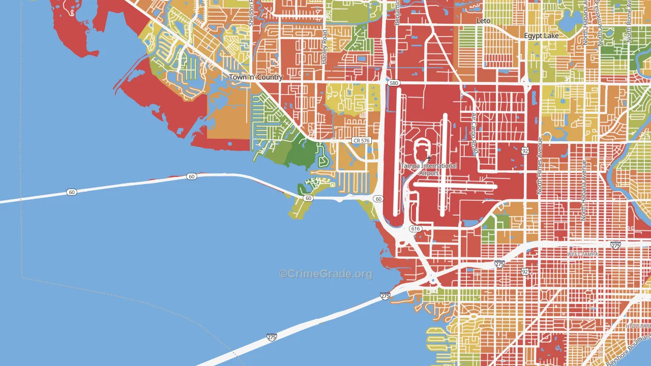 Tampa International Airport Area, Tampa, FL Map of Drug-Related Crime Rates