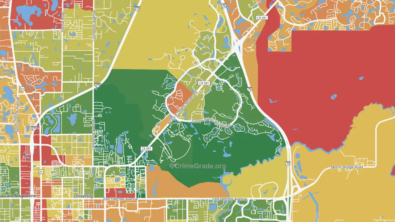 Tampa Palms, Tampa, FL Map of Drug-Related Crime Rates