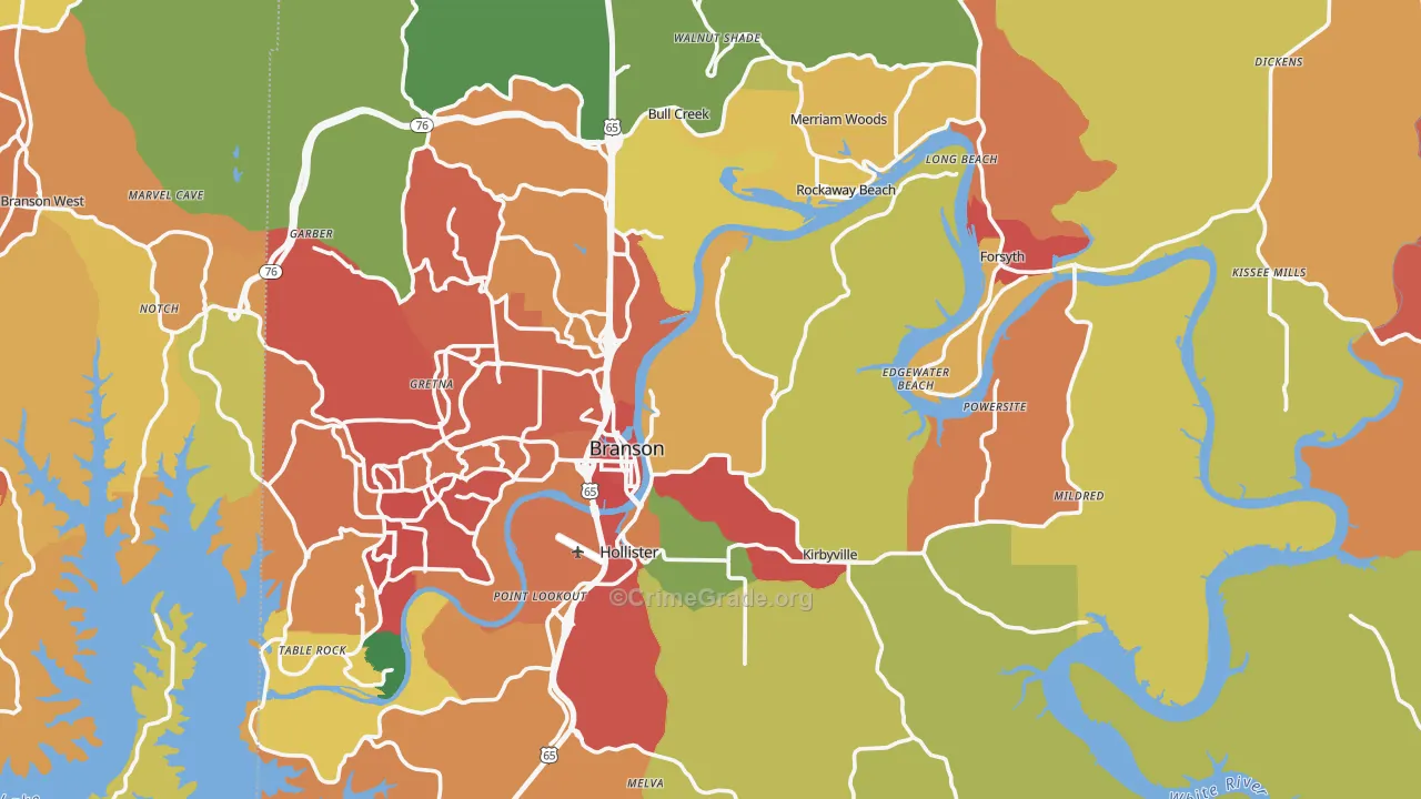 Taney County, MO Map of Drug-Related Crime Rates