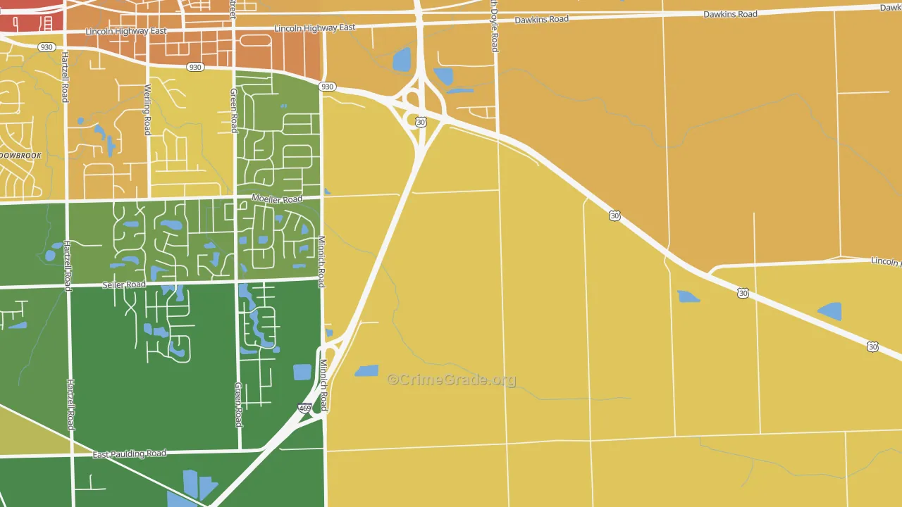 Tanglewood, IN Map of Drug-Related Crime Rates