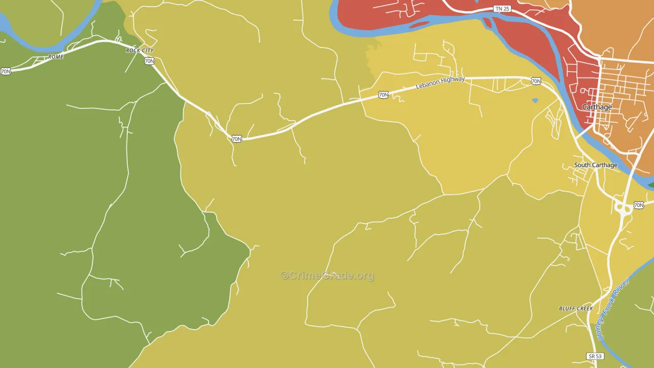 Tanglewood, TN Map of Drug-Related Crime Rates