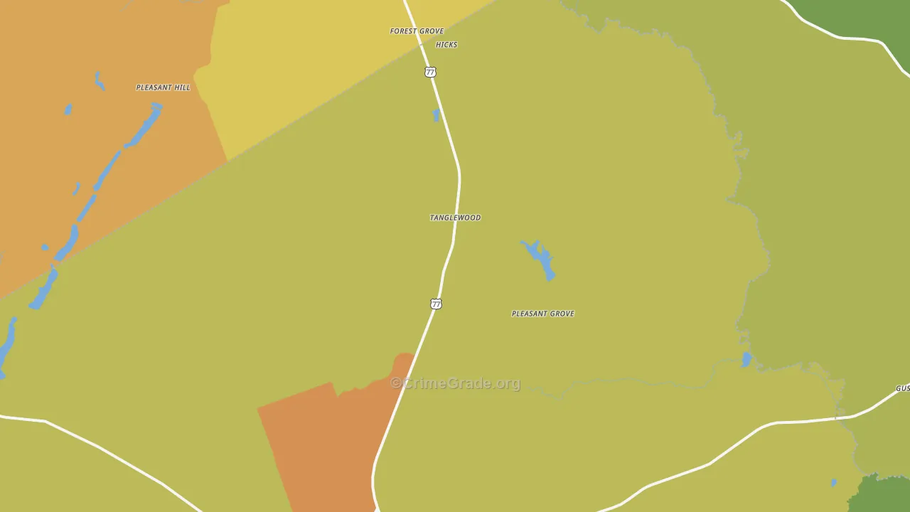 Tanglewood, TX Map of Drug-Related Crime Rates