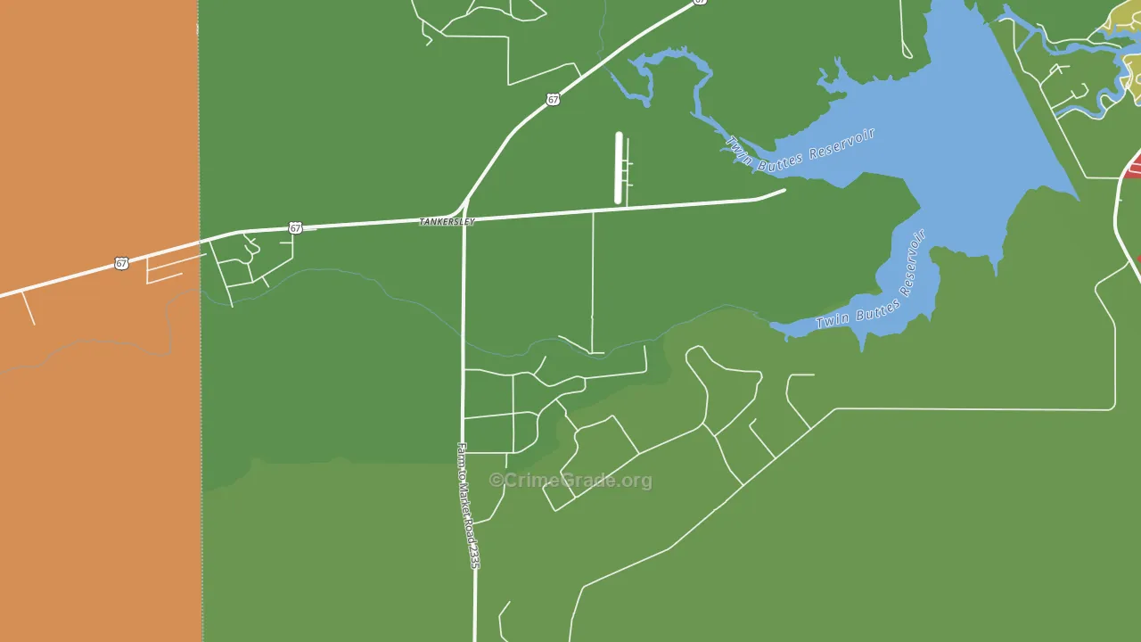 Tankersley, TX Map of Drug-Related Crime Rates