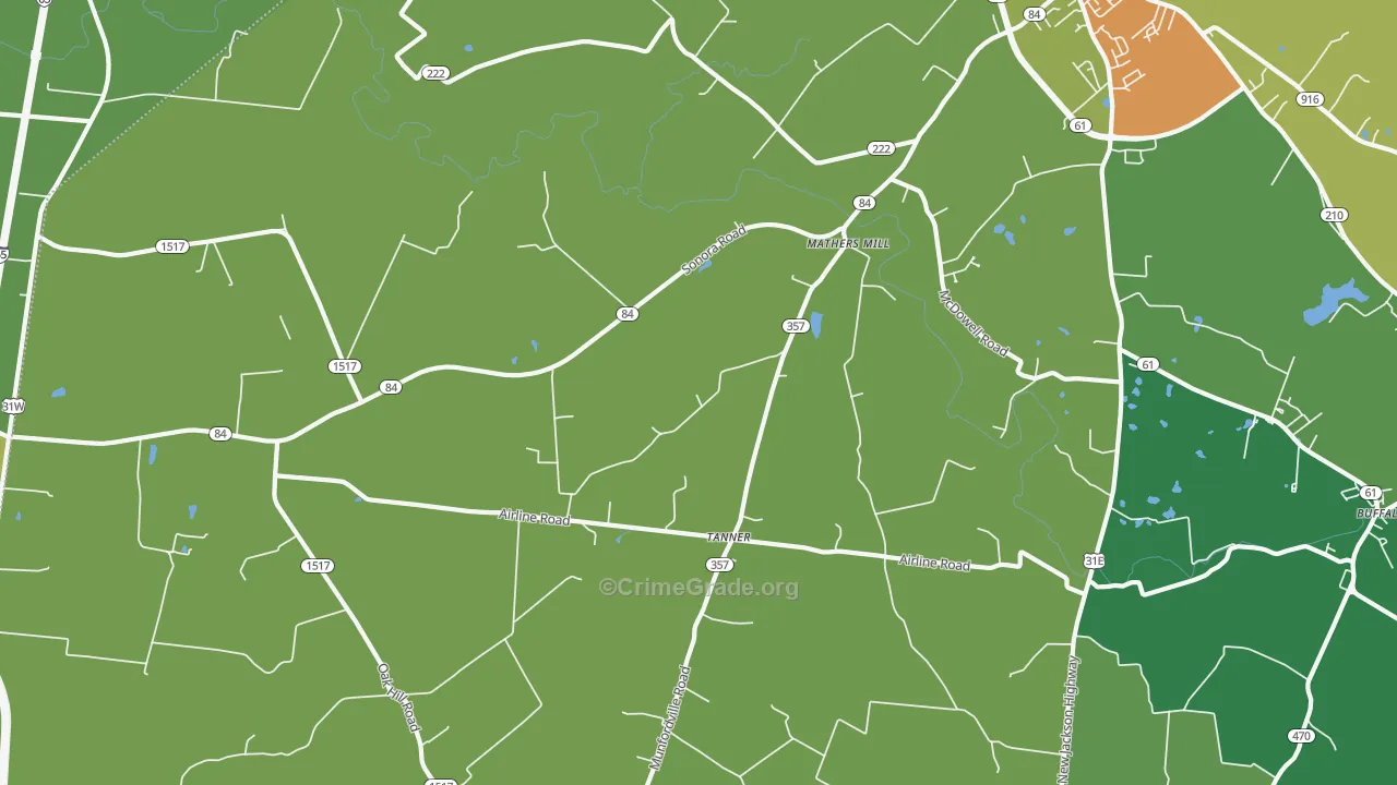 Tanner, KY Map of Drug-Related Crime Rates