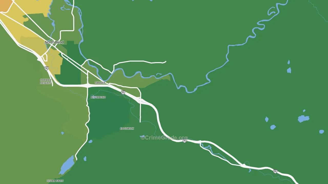 Tanner, WA Map of Drug-Related Crime Rates