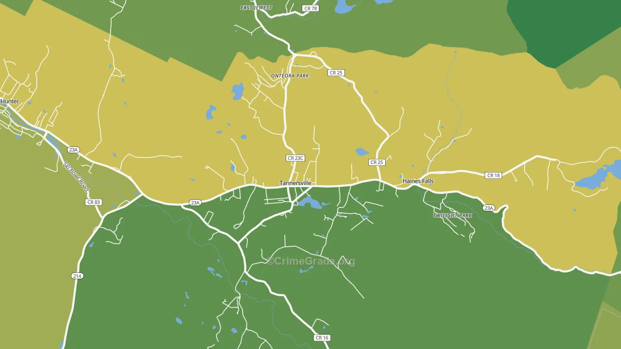 Tannersville, NY Map of Drug-Related Crime Rates