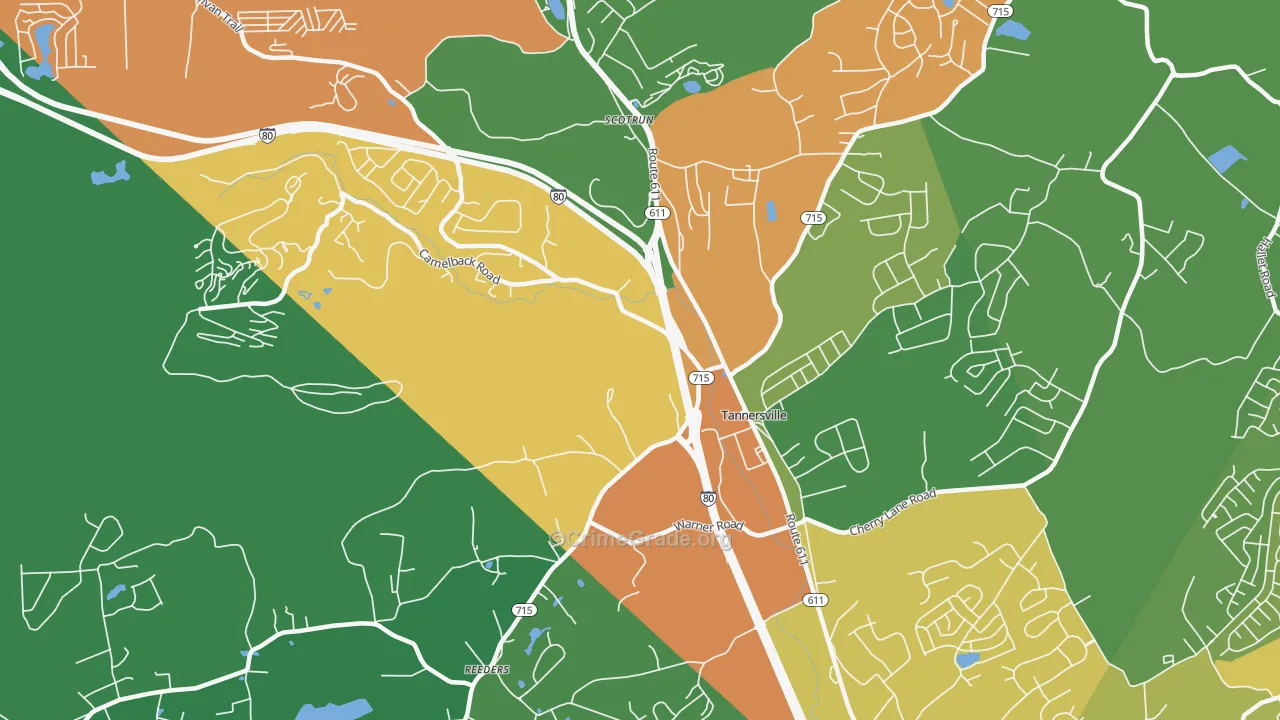Tannersville, PA Map of Drug-Related Crime Rates
