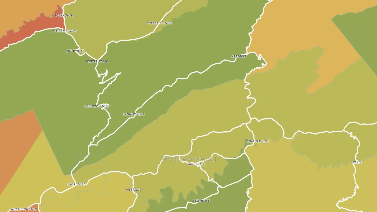 Tannersville, VA Map of Drug-Related Crime Rates