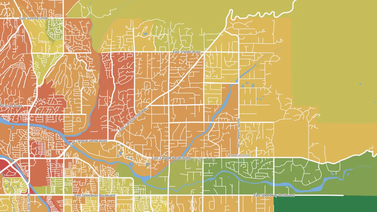 Tanque Verde, AZ Map of Drug-Related Crime Rates