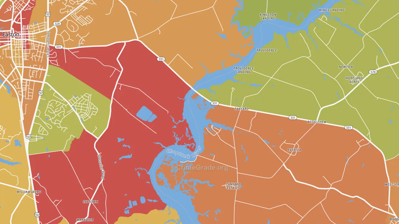 Tanyard, MD Map of Drug-Related Crime Rates