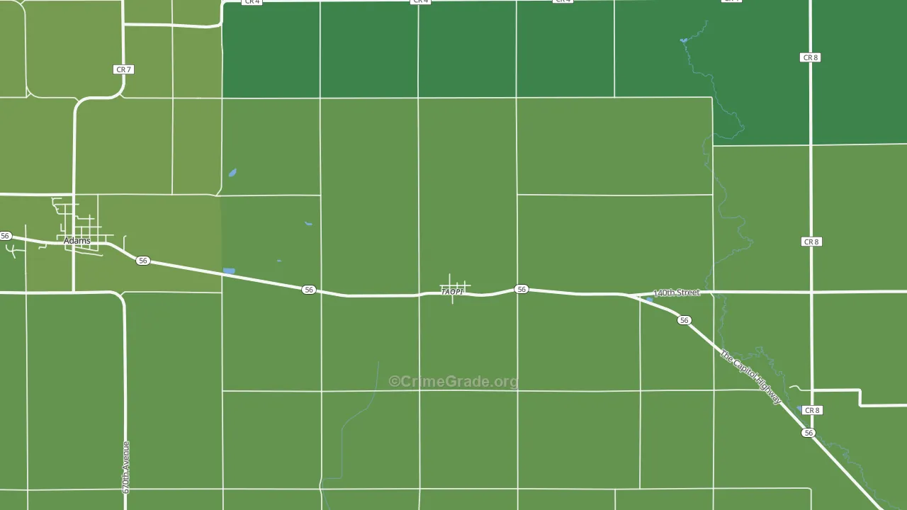 Taopi, MN Map of Drug-Related Crime Rates