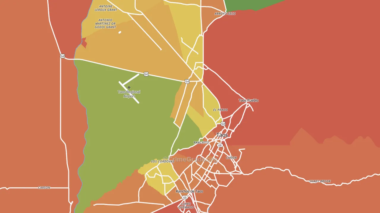 Taos County, NM Map of Drug-Related Crime Rates