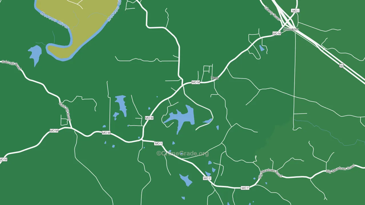 Taos, MO Map of Drug-Related Crime Rates