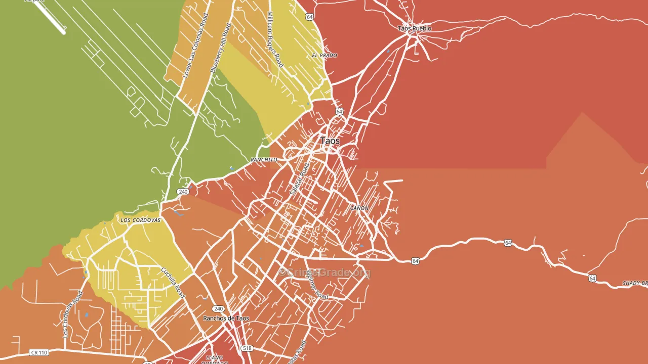 Taos, NM Map of Drug-Related Crime Rates