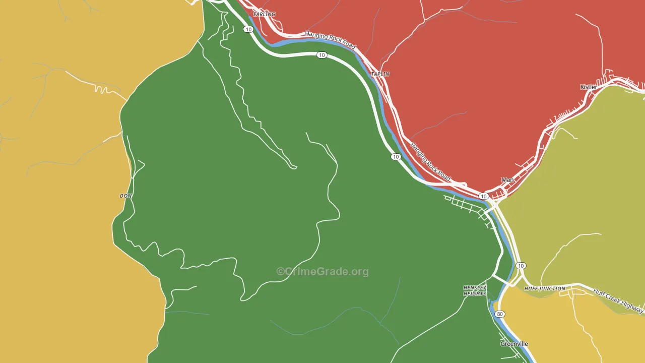 Taplin, WV Map of Drug-Related Crime Rates