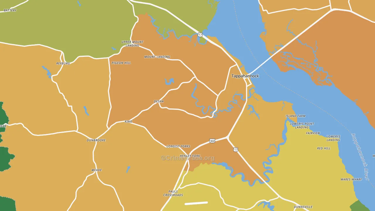 Tappahannock, VA Map of Drug-Related Crime Rates