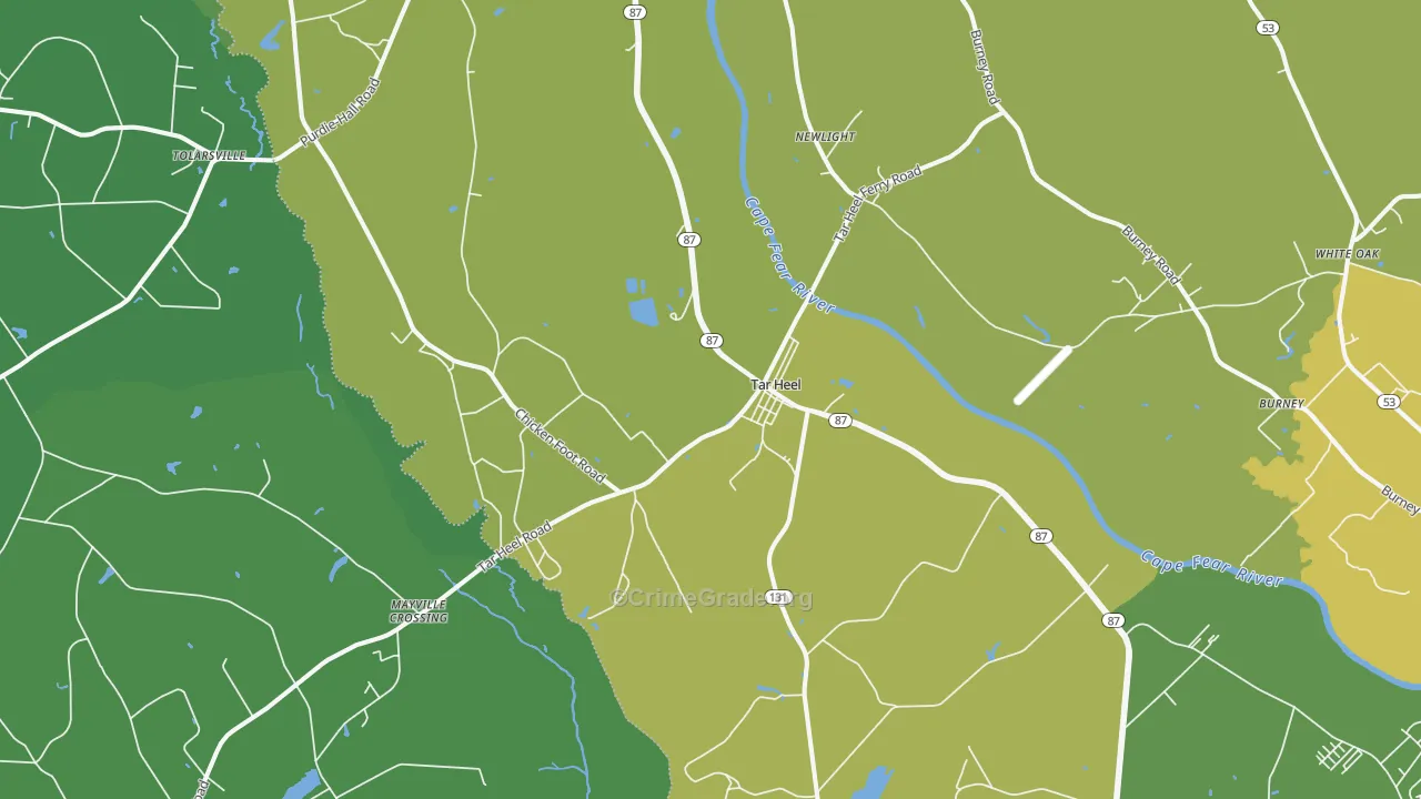 Tar Heel, NC Map of Drug-Related Crime Rates