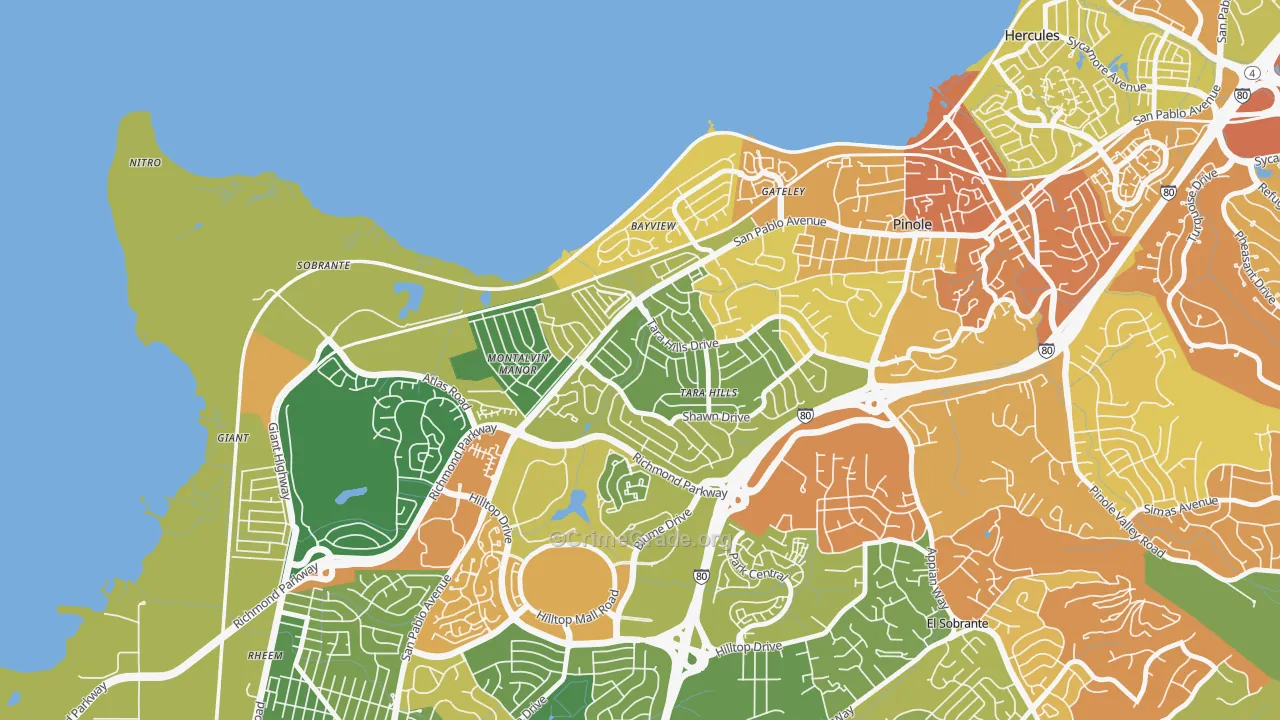 Tara Hills, San Pablo, CA Map of Drug-Related Crime Rates