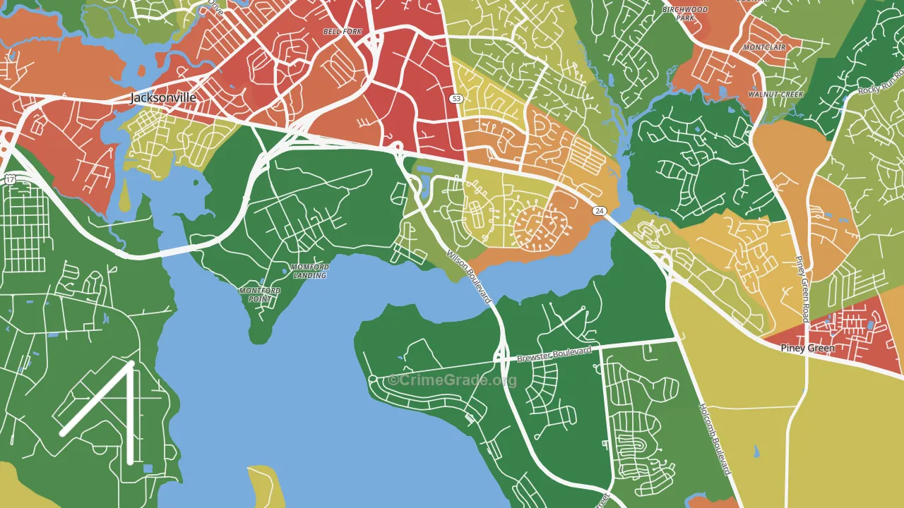Tarawa Terrace, NC Map of Drug-Related Crime Rates