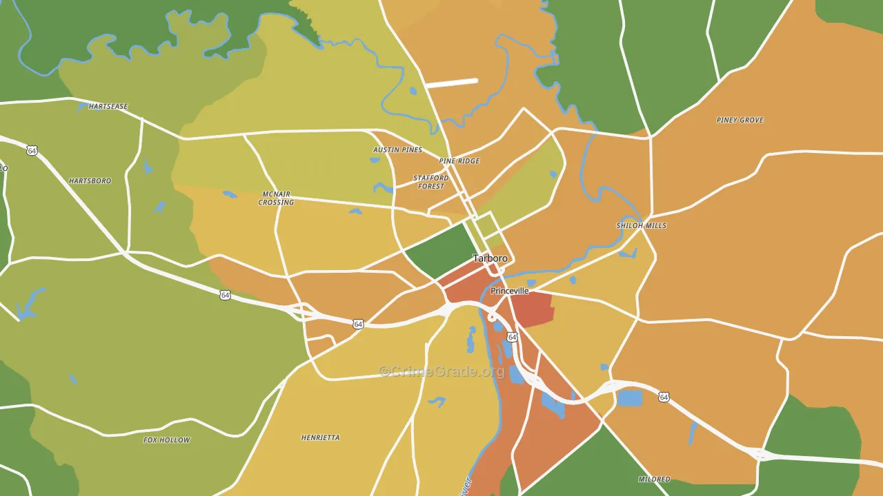 Tarboro, NC Map of Drug-Related Crime Rates