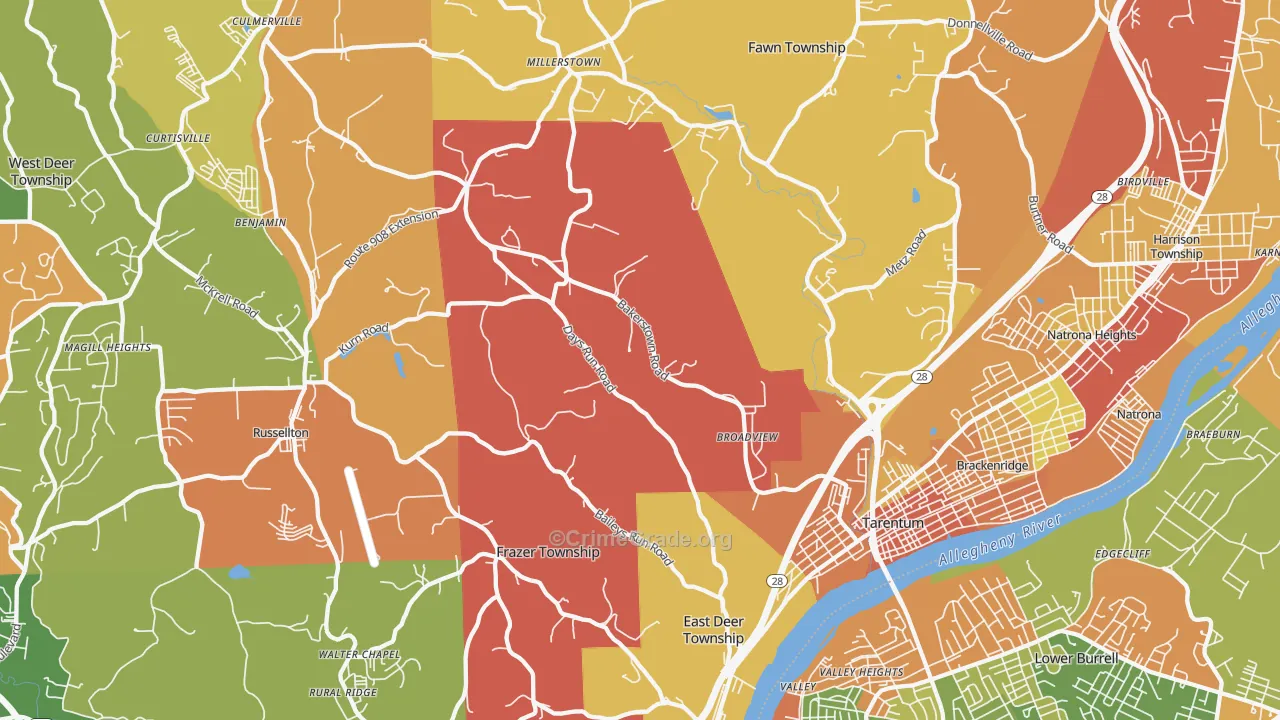 Tarentum, PA Map of Drug-Related Crime Rates