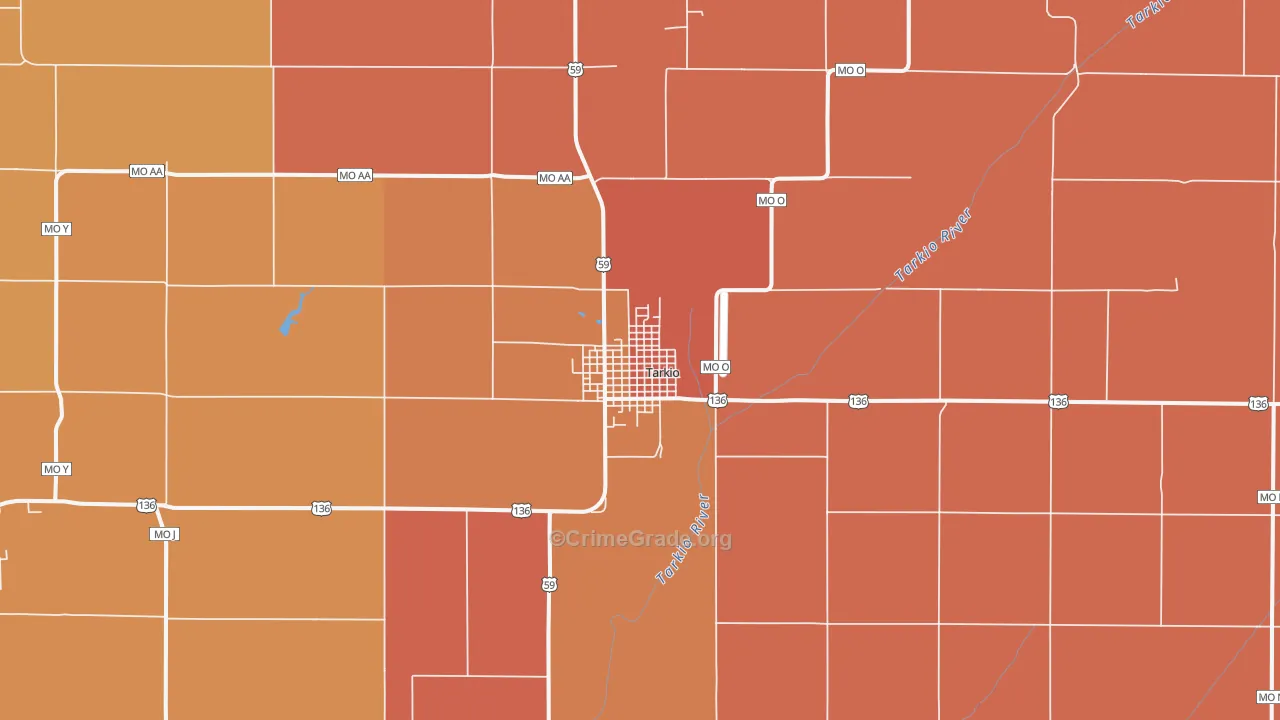 Tarkio, MO Map of Drug-Related Crime Rates