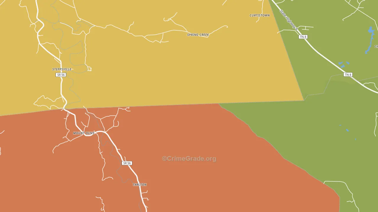 Tarlton, TN Map of Drug-Related Crime Rates