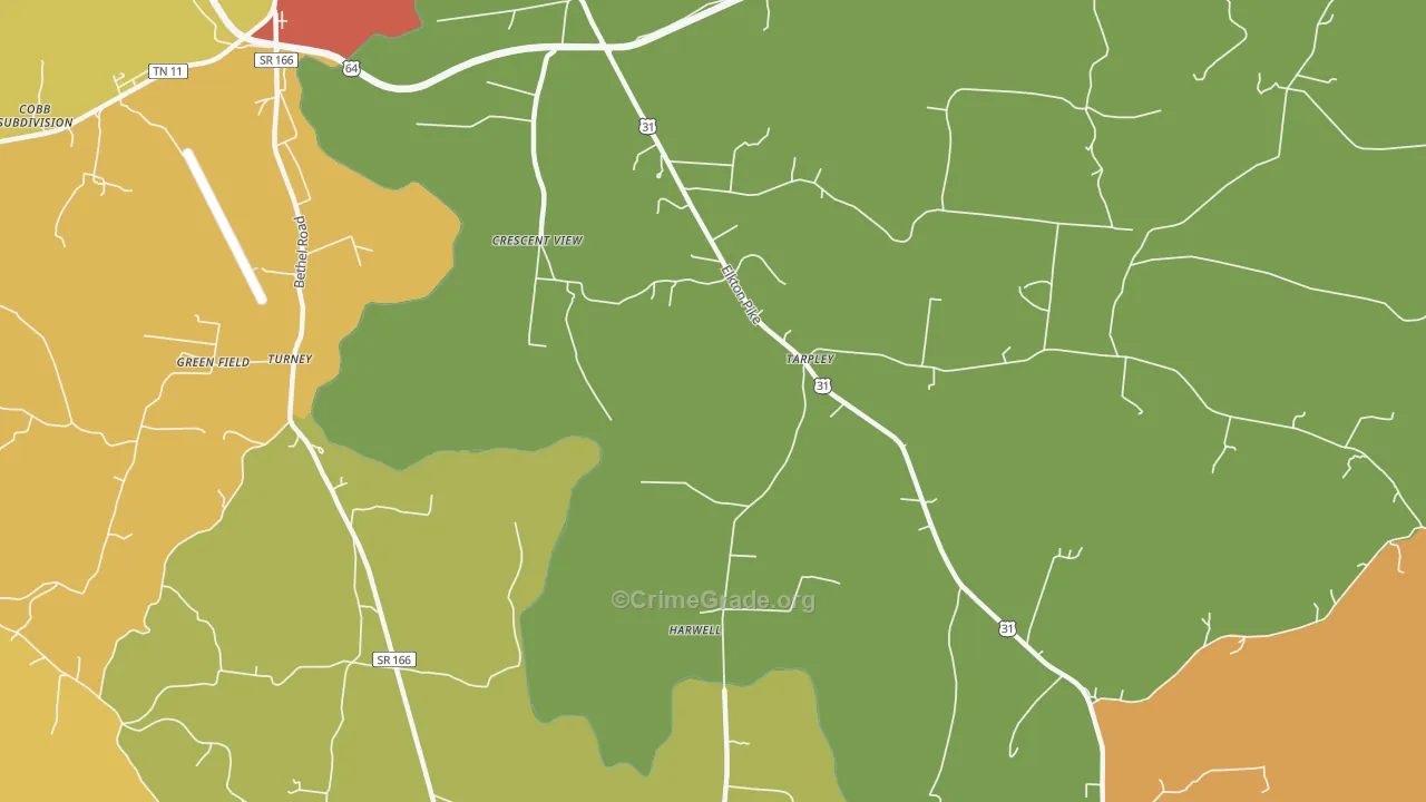 Tarpley, TN Map of Drug-Related Crime Rates