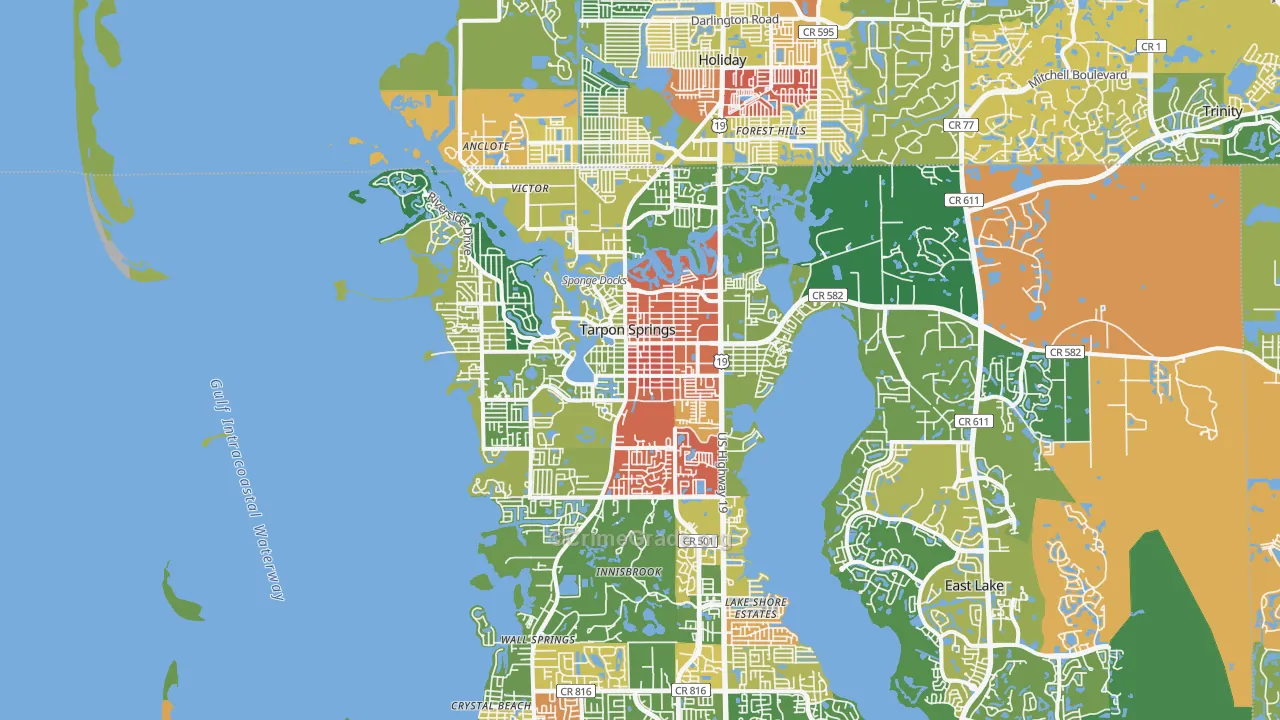 Tarpon Springs, FL Map of Drug-Related Crime Rates