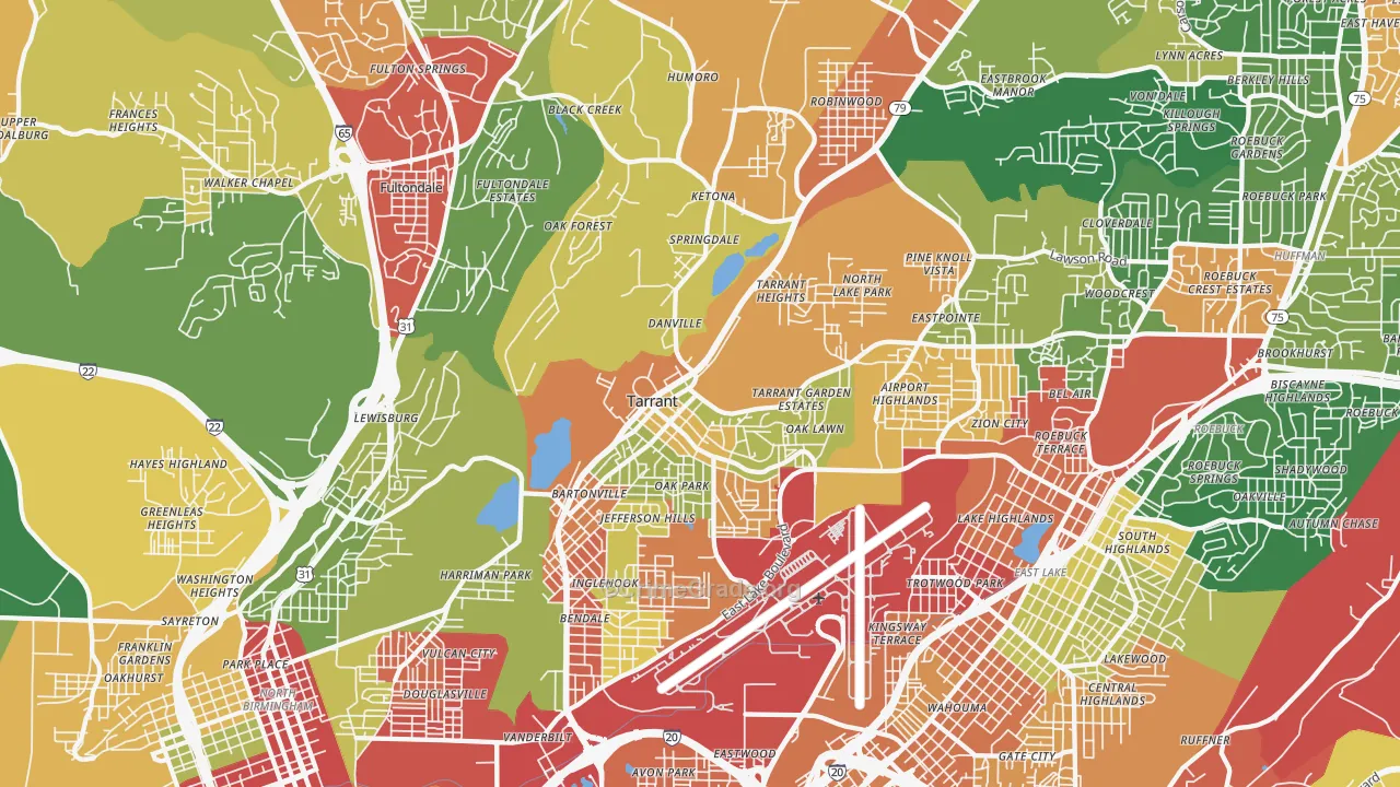 Tarrant, AL Map of Drug-Related Crime Rates