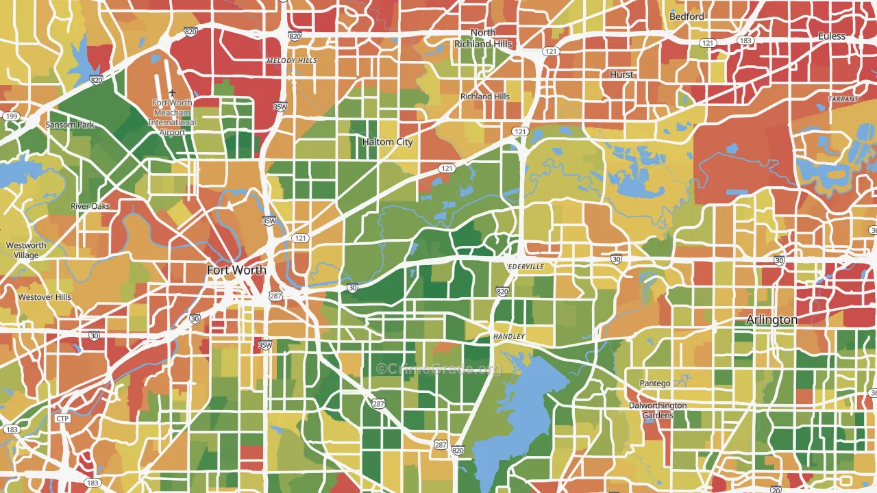 Tarrant County, TX Map of Drug-Related Crime Rates