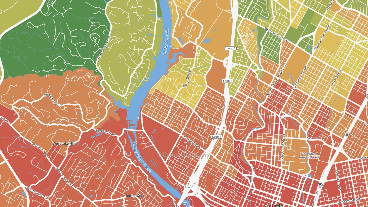 Tarrytown, Austin, TX Map of Drug-Related Crime Rates
