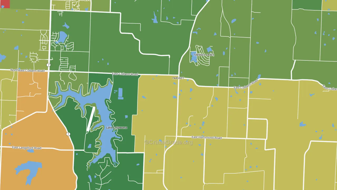 Tarsney Lakes, MO Map of Drug-Related Crime Rates