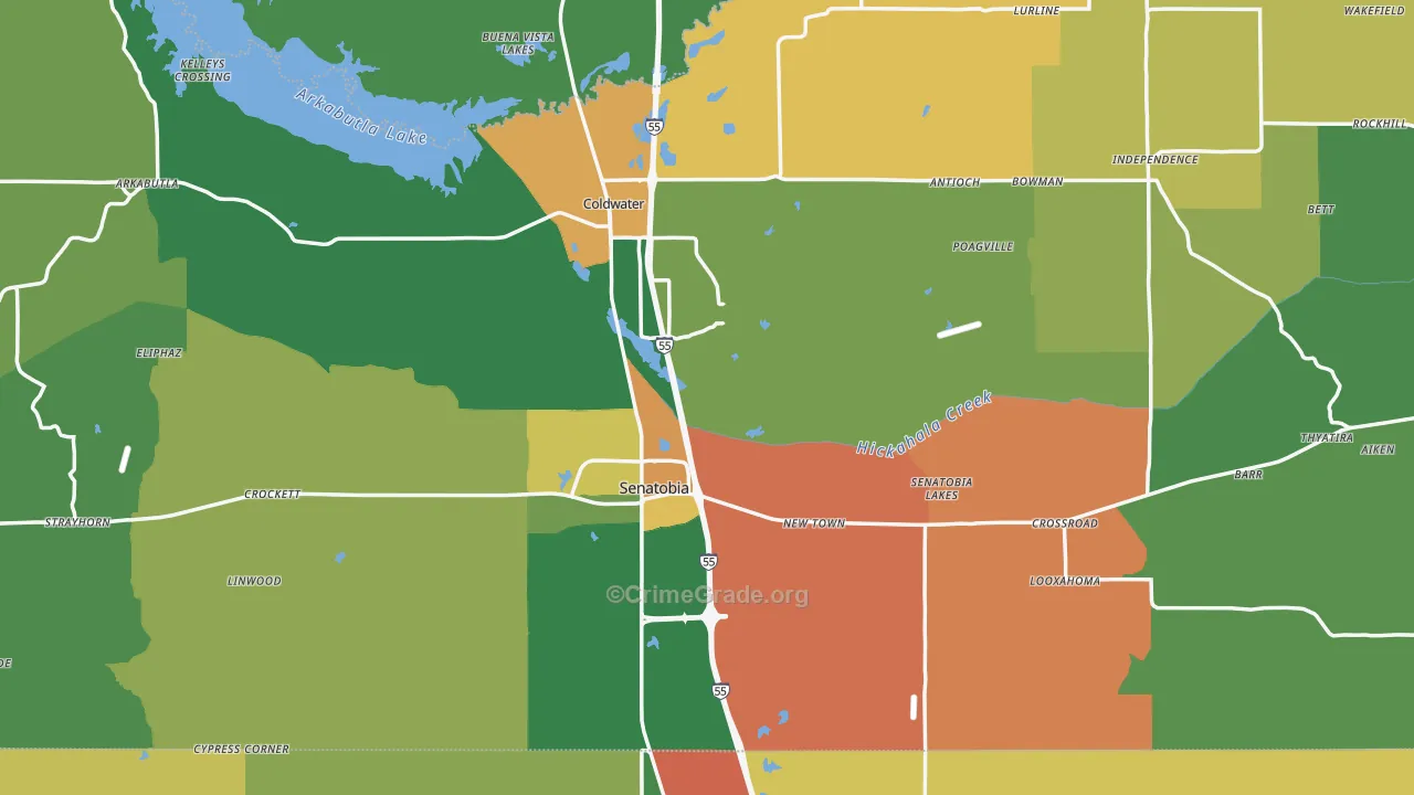 Tate County, MS Map of Drug-Related Crime Rates