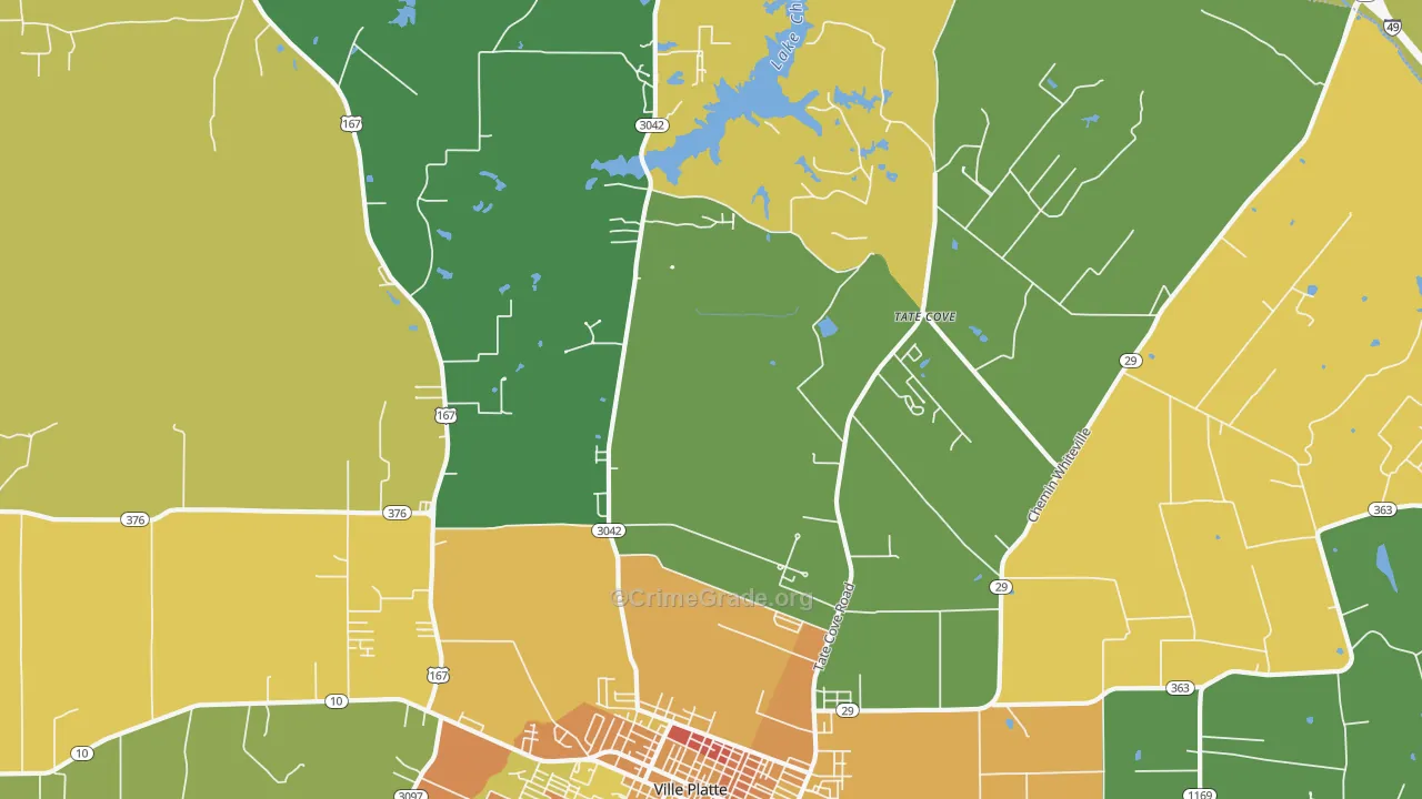 Tate Cove, LA Map of Drug-Related Crime Rates