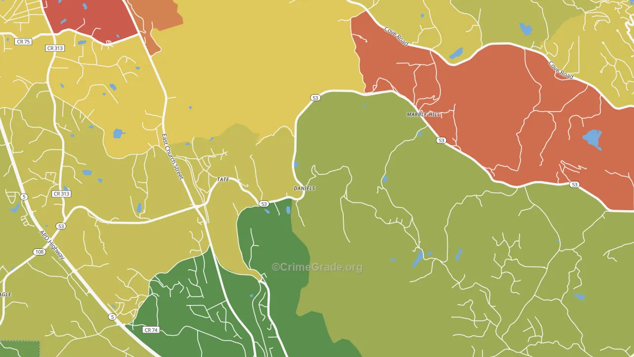 Tate, GA Map of Drug-Related Crime Rates
