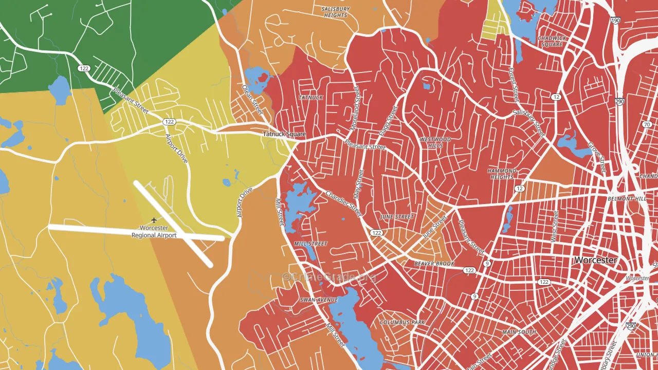 Tatnuck, Worcester, MA Map of Drug-Related Crime Rates