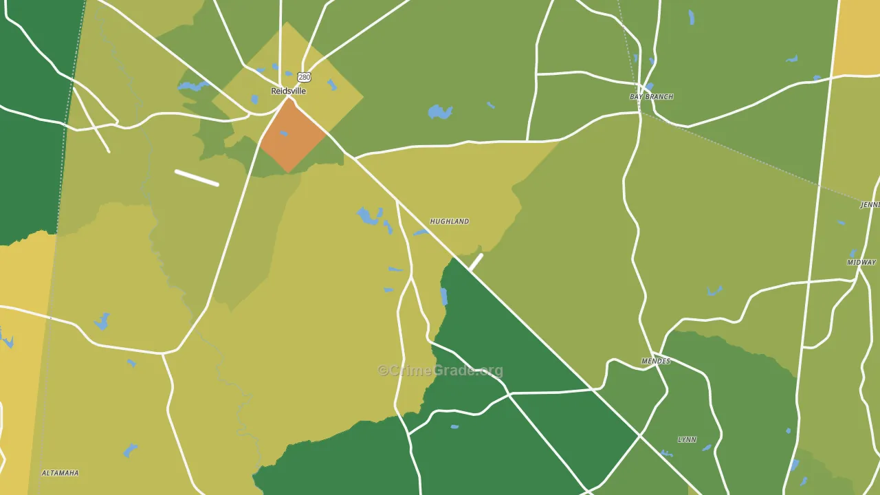 Tattnall County, GA Map of Drug-Related Crime Rates