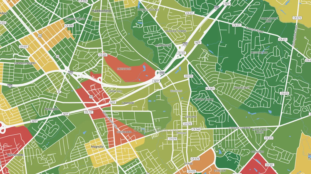 Tavistock, NJ Map of Drug-Related Crime Rates