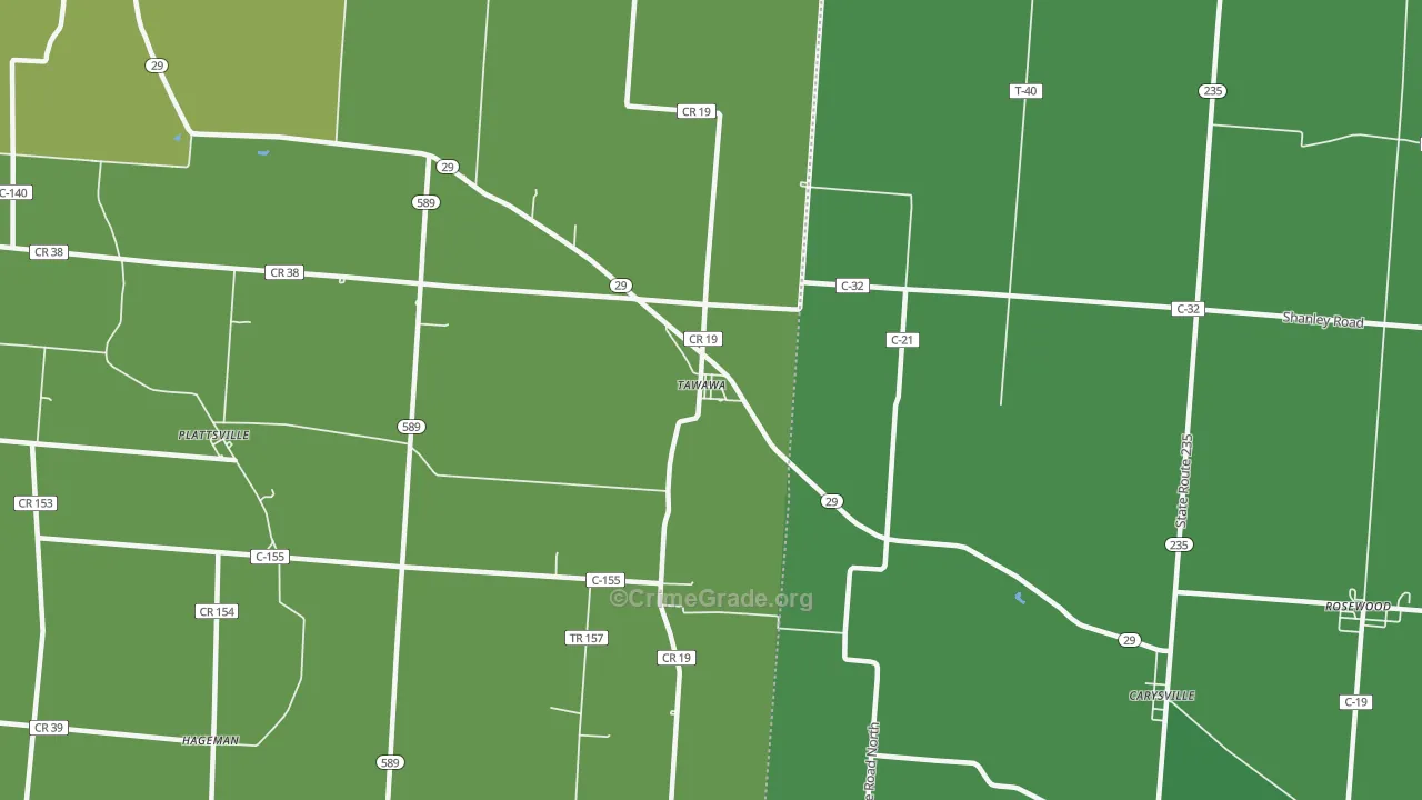 Tawawa, OH Map of Drug-Related Crime Rates