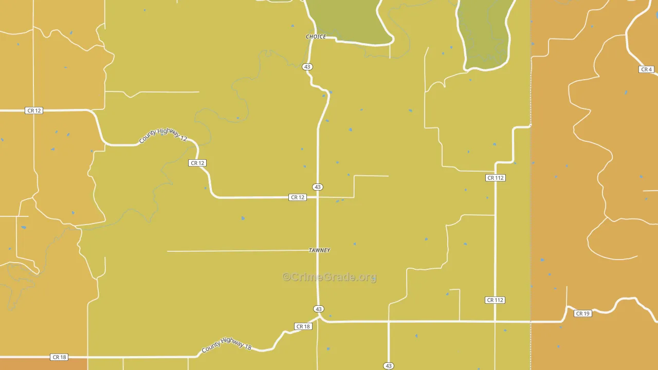 Tawney, MN Map of Drug-Related Crime Rates