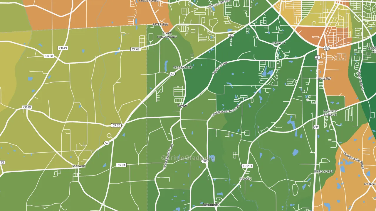 Taylor, AL Map of Drug-Related Crime Rates