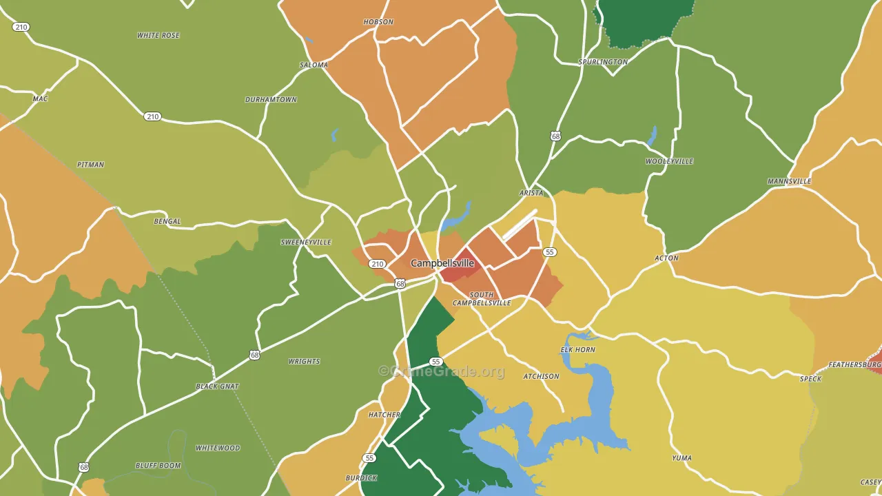 Taylor County, KY Map of Drug-Related Crime Rates