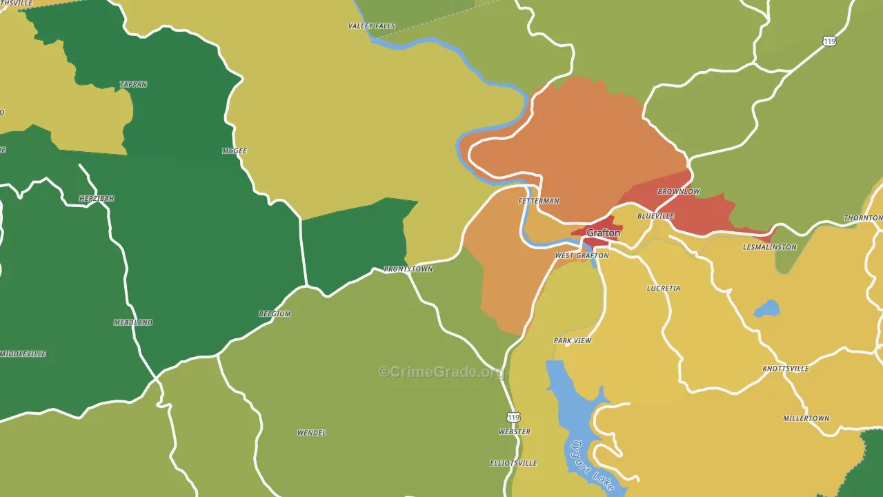 Taylor County, WV Map of Drug-Related Crime Rates
