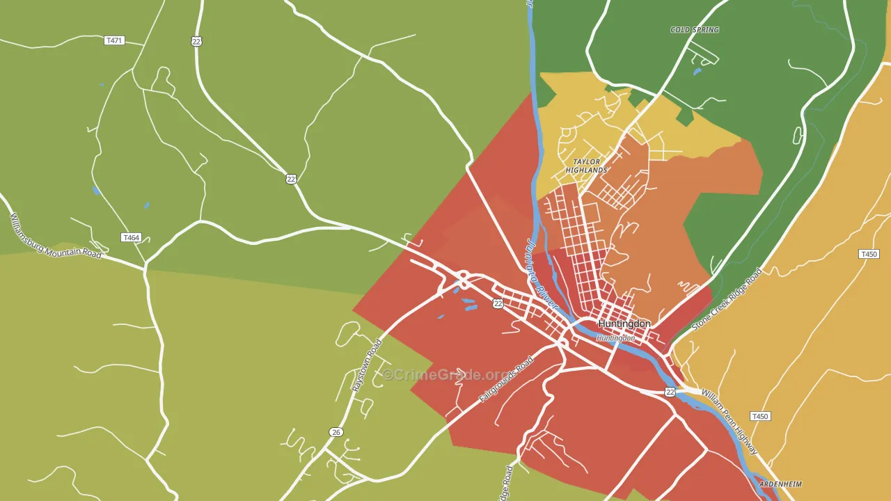 Taylor Highlands, PA Map of Drug-Related Crime Rates