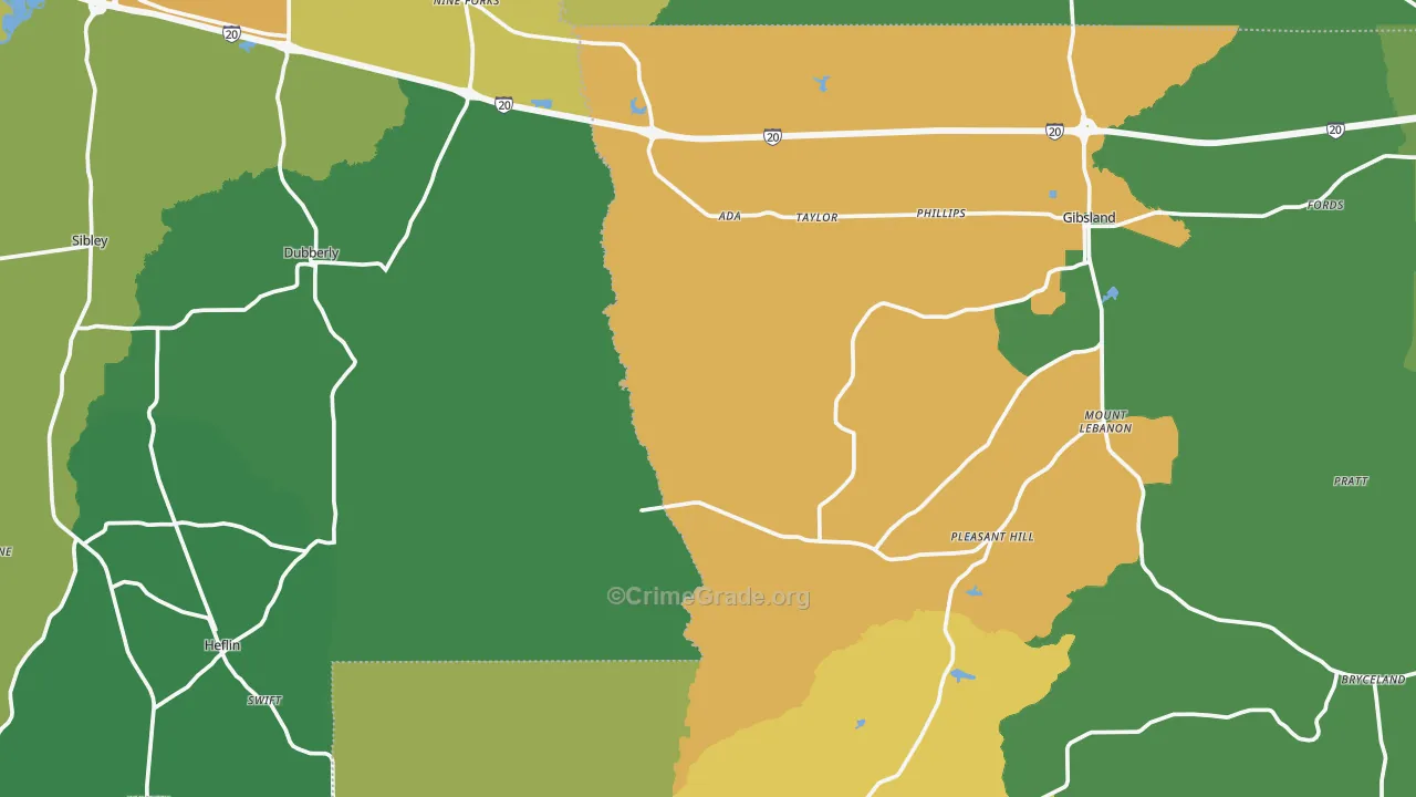 Taylor, LA Map of Drug-Related Crime Rates